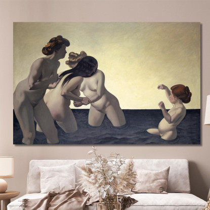 Tre Donne E Una Bambina Che Giocano Nell'Acqua Félix Vallotton fvl68 quadro stampato su tela
