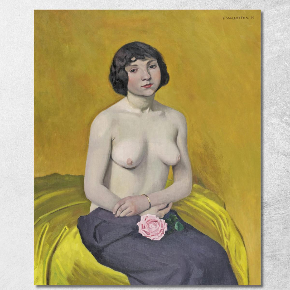 Donna Con Rosa Félix Vallotton fvl70 quadro stampato su tela Donna Con Rosa Félix Vallotton fvl70 quadro stampato su tela