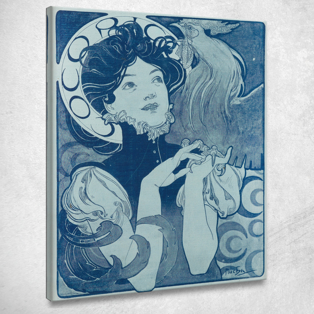 Cock-A-Doodle Doo Alphonse Mucha amu31 quadro stampato su tela Cock-A-Doodle Doo Alphonse Mucha amu31 quadro stampato su tela