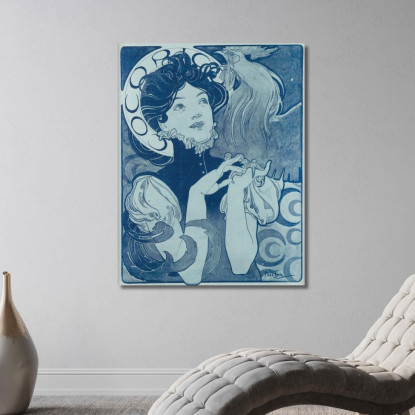 Cock-A-Doodle Doo Alphonse Mucha amu31 quadro stampato su tela
