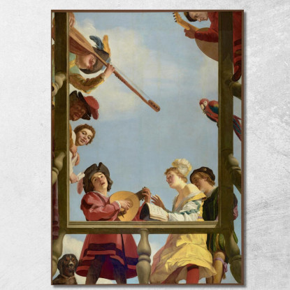 Gruppo Musicale Sul Balcone Gerard van Honthorst gvh28 quadro stampato su tela