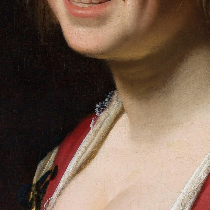Ragazza Sorridente Una Cortigiana Che Tiene Un'Immagine Oscena Gerard van Honthorst gvh44 quadro stampato su tela