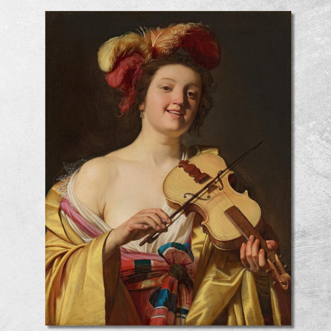 Il Suonatore Di Violino Gerard van Honthorst gvh57 quadro stampato su tela