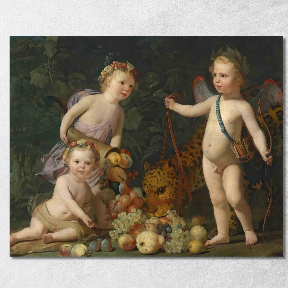 Tre Bambini Con Frutta E Un Giaguaro Gerard van Honthorst gvh58 quadro stampato su tela Tre Bambini Con Frutta E Un Giaguaro Gerard van Honthorst gvh58 quadro stampato su tela