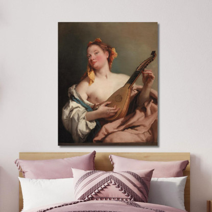 Donna Con Un Mandolino Giovanni Battista Tiepolo gbt56 quadro stampato su tela