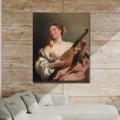 Donna Con Un Mandolino Giovanni Battista Tiepolo gbt56 quadro stampato su tela