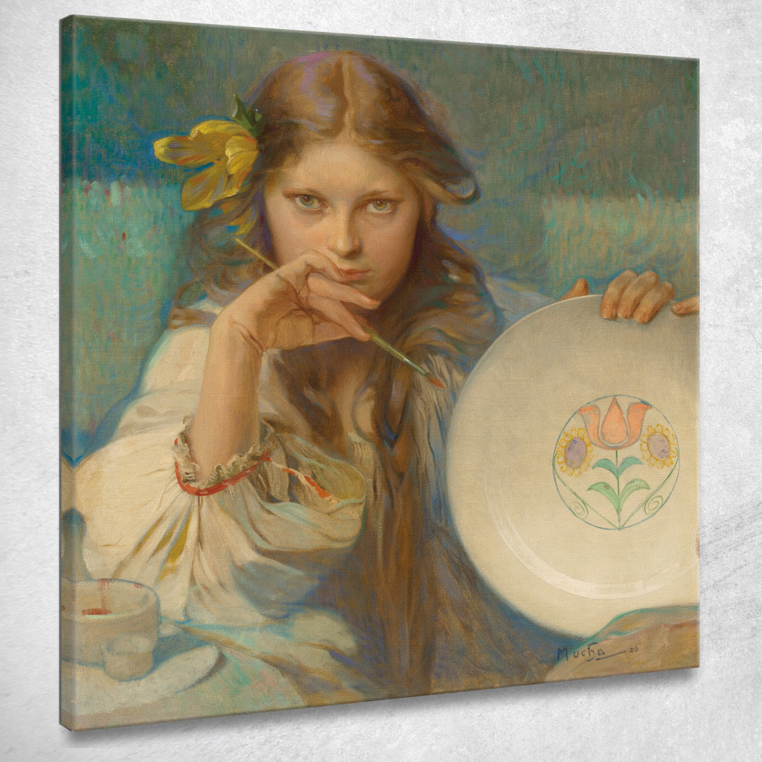Ragazza Con Un Piatto Con Motivo Popolare Alphonse Mucha amu47 quadro stampato su tela Ragazza Con Un Piatto Con Motivo Popolare Alphonse Mucha amu47 quadro stampato su tela