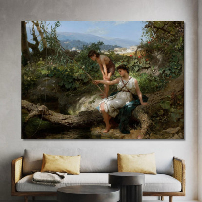Idillio Romano Pesca Henryk Siemiradzki hsm36 quadro stampato su tela