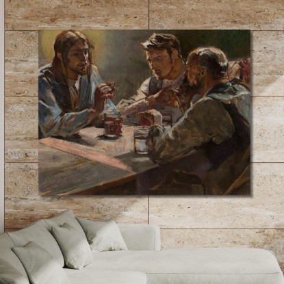 Cristo A Emmaus Jacek Malczewski jml14 quadro stampato su tela