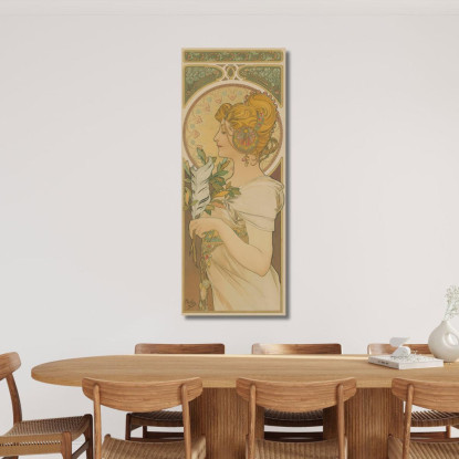 Piuma Alphonse Mucha amu61 quadro stampato su tela