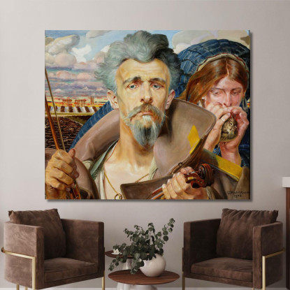 Sezione Centrale Musicale Del Trittico Jacek Malczewski jml59 quadro stampato su tela