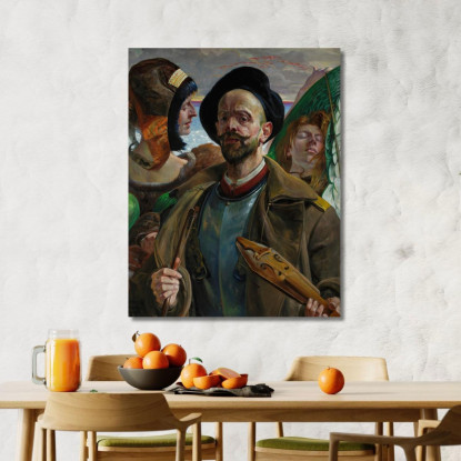 Su Una Corda Autoritratto Jacek Malczewski jml70 quadro stampato su tela