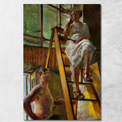 Satiro E Un Modello Jacek Malczewski jml104 quadro stampato su tela