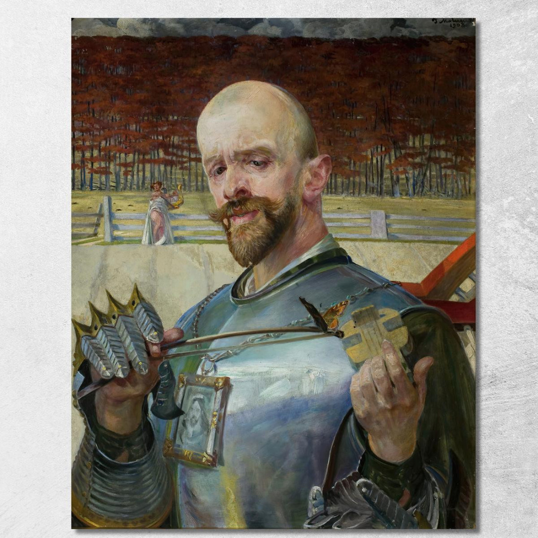 Autoritratto In Armatura Con Violini Jacek Malczewski jml110 quadro stampato su tela Autoritratto In Armatura Con Violini Jacek Malczewski jml110 quadro stampato su tela