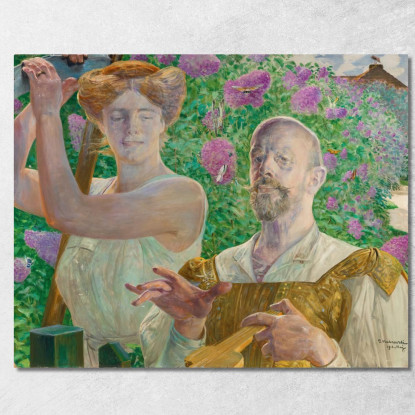 Autoritratto Con Musa E Buddleia Jacek Malczewski jml113 quadro stampato su tela