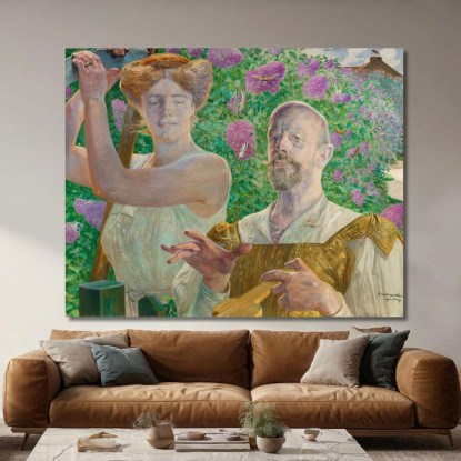 Autoritratto Con Musa E Buddleia Jacek Malczewski jml113 quadro stampato su tela