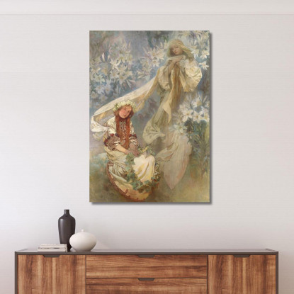 Madonna Dei Gigli 1905 Alphonse Mucha amu79 quadro stampato su tela