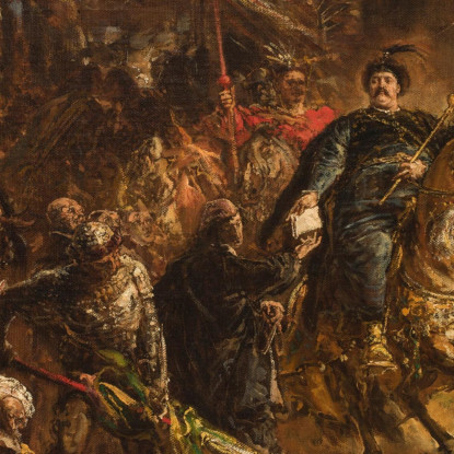 Jan Iii Sobieski Consegna Al Canonico Denhoff Una Lettera Al Papa Jan Matejko jmt15 quadro stampato su tela
