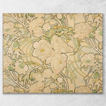 Peonie 1898 Alphonse Mucha amu91 quadro stampato su tela