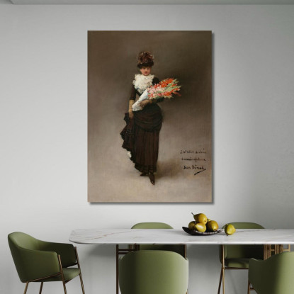 Giovane Donna Con Mazzo Di Fiori Jean Béraud jbr28 quadro stampato su tela
