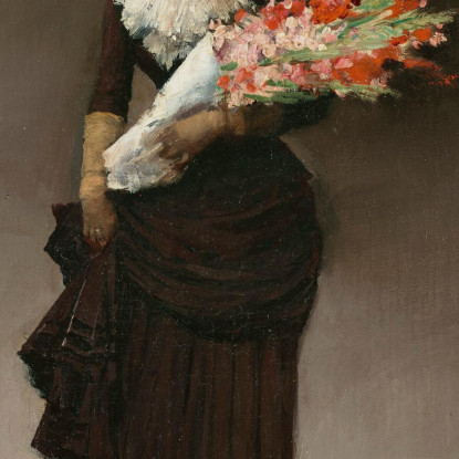 Giovane Donna Con Mazzo Di Fiori Jean Béraud jbr28 quadro stampato su tela
