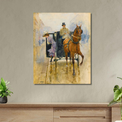 Giovane Donna Che Esce Da Una Cabina Jean Béraud jbr29 quadro stampato su tela
