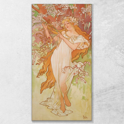 Stagione Dei Quattro Primaverili Alphonse Mucha amu110 quadro stampato su tela