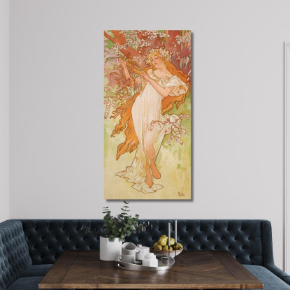 Stagione Dei Quattro Primaverili Alphonse Mucha amu110 quadro stampato su tela