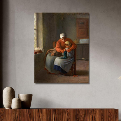 La Lezione Di Lavoro A Maglia 2 Jean-François Millet jfm70 quadro stampato su tela
