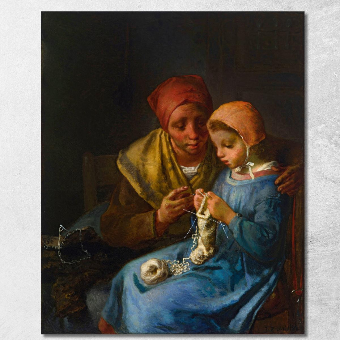 La Lezione Di Maglia Jean-François Millet jfm71 quadro stampato su tela La Lezione Di Maglia Jean-François Millet jfm71 quadro stampato su tela