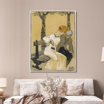 Uomo E Donna Sulla Panchina Juan Gris jgr52 quadro stampato su tela