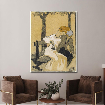 Uomo E Donna Sulla Panchina Juan Gris jgr52 quadro stampato su tela