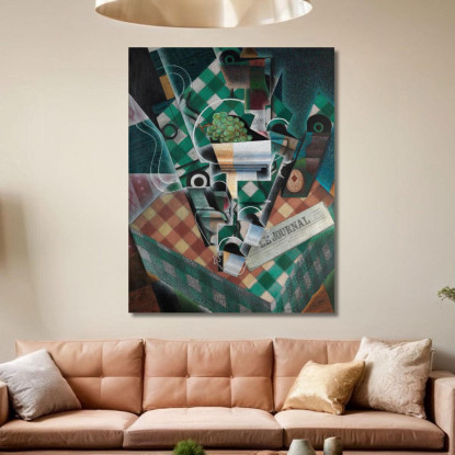 Natura Morta Con Tovaglia A Quadri Juan Gris jgr60 quadro stampato su tela