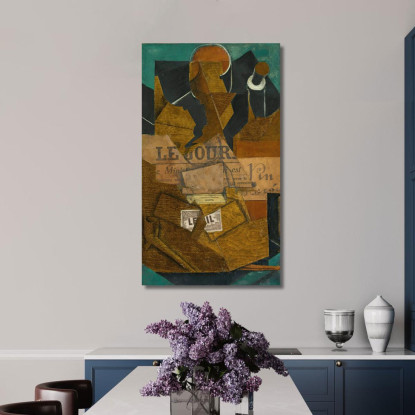 Tabacco Di Giornale E Bottiglia Di Vino Rosato Juan Gris jgr64 quadro stampato su tela