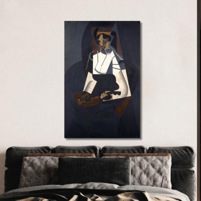 Donna Con Mandolino Juan Gris jgr80 quadro stampato su tela