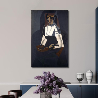 Donna Con Mandolino Juan Gris jgr80 quadro stampato su tela