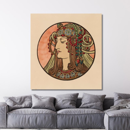Vetrata Per La Facciata Della Boutique Fouquet 7 Alphonse Mucha amu133 quadro stampato su tela