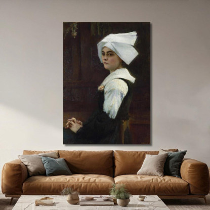 Ragazza Bretone Pascal Dagnan Bouveret pdb7 quadro stampato su tela