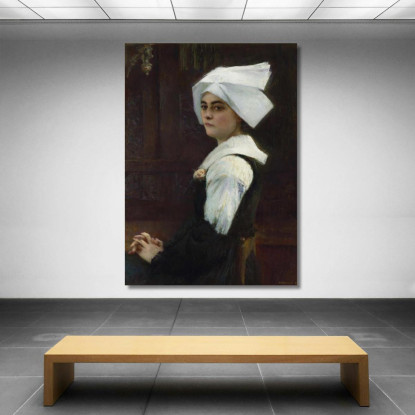 Ragazza Bretone Pascal Dagnan Bouveret pdb7 quadro stampato su tela