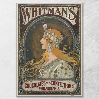 Cioccolatini E Dolciumi Whitman'S Philadelphia Alphonse Mucha amu137 quadro stampato su tela