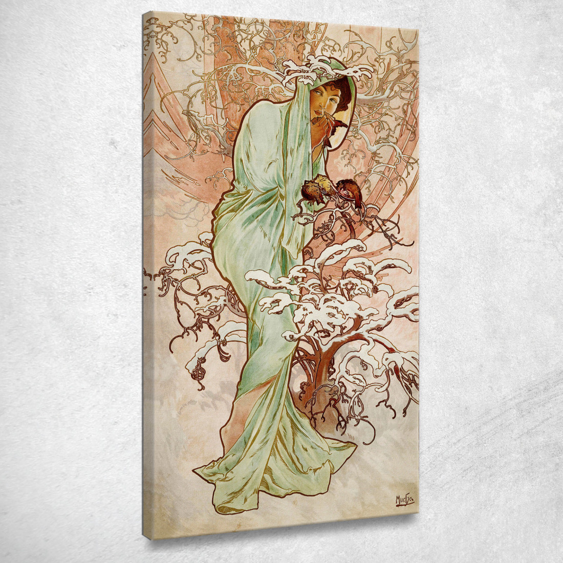 Stagione Invernale Dei Quattro Alphonse Mucha amu138 quadro stampato su tela Stagione Invernale Dei Quattro Alphonse Mucha amu138 quadro stampato su tela