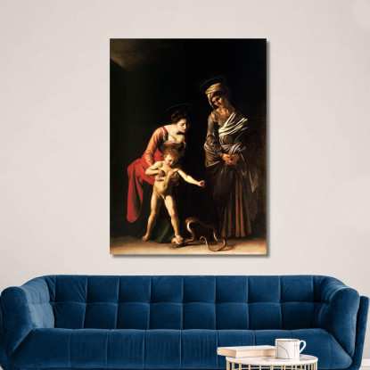 Madonna Col Bambino E Sant'Anna Caravaggio crv16 quadro stampato su tela