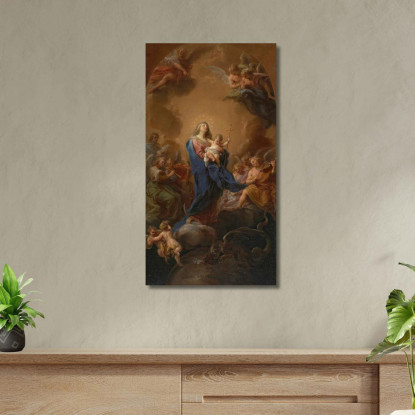 Madonna Col Bambino In Gloria Pompeo Batoni pbt17 quadro stampato su tela