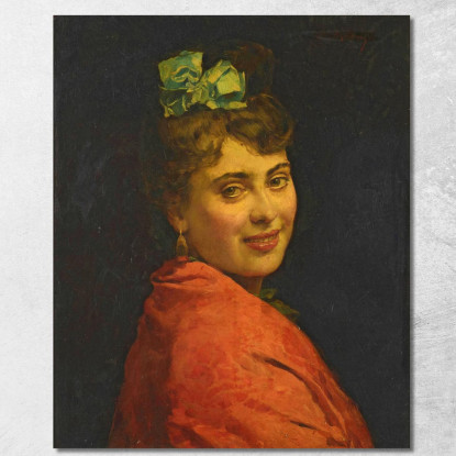 Ritratto Di Dama Con Scialle Rosso Raimundo de Madrazo y Garreta rmg2 quadro stampato su tela