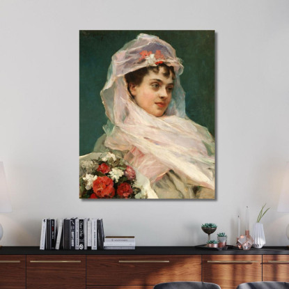 Aline Masson Con Copricapo Di Chiffon. Raimundo de Madrazo y Garreta rmg5 quadro stampato su tela