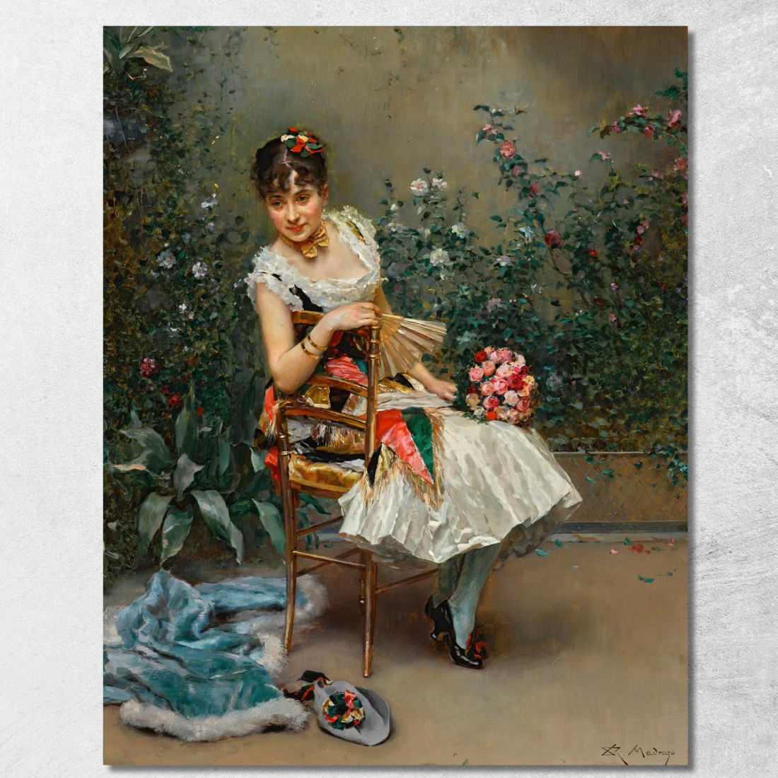 Aline Con Fiori Raimundo de Madrazo y Garreta rmg6 quadro stampato su tela