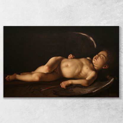 Cupido Addormentato Caravaggio crv36 quadro stampato su tela