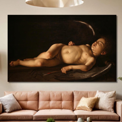 Cupido Addormentato Caravaggio crv36 quadro stampato su tela