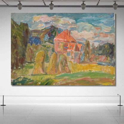 Paesaggio Con Una Casa Rossa Sasza Blonder sbl11 quadro stampato su tela
