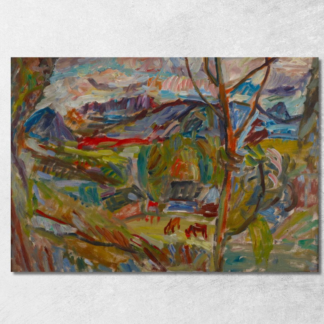 Paesaggio Montano Con Mucche Sasza Blonder sbl13 quadro stampato su tela Paesaggio Montano Con Mucche Sasza Blonder sbl13 quadro stampato su tela